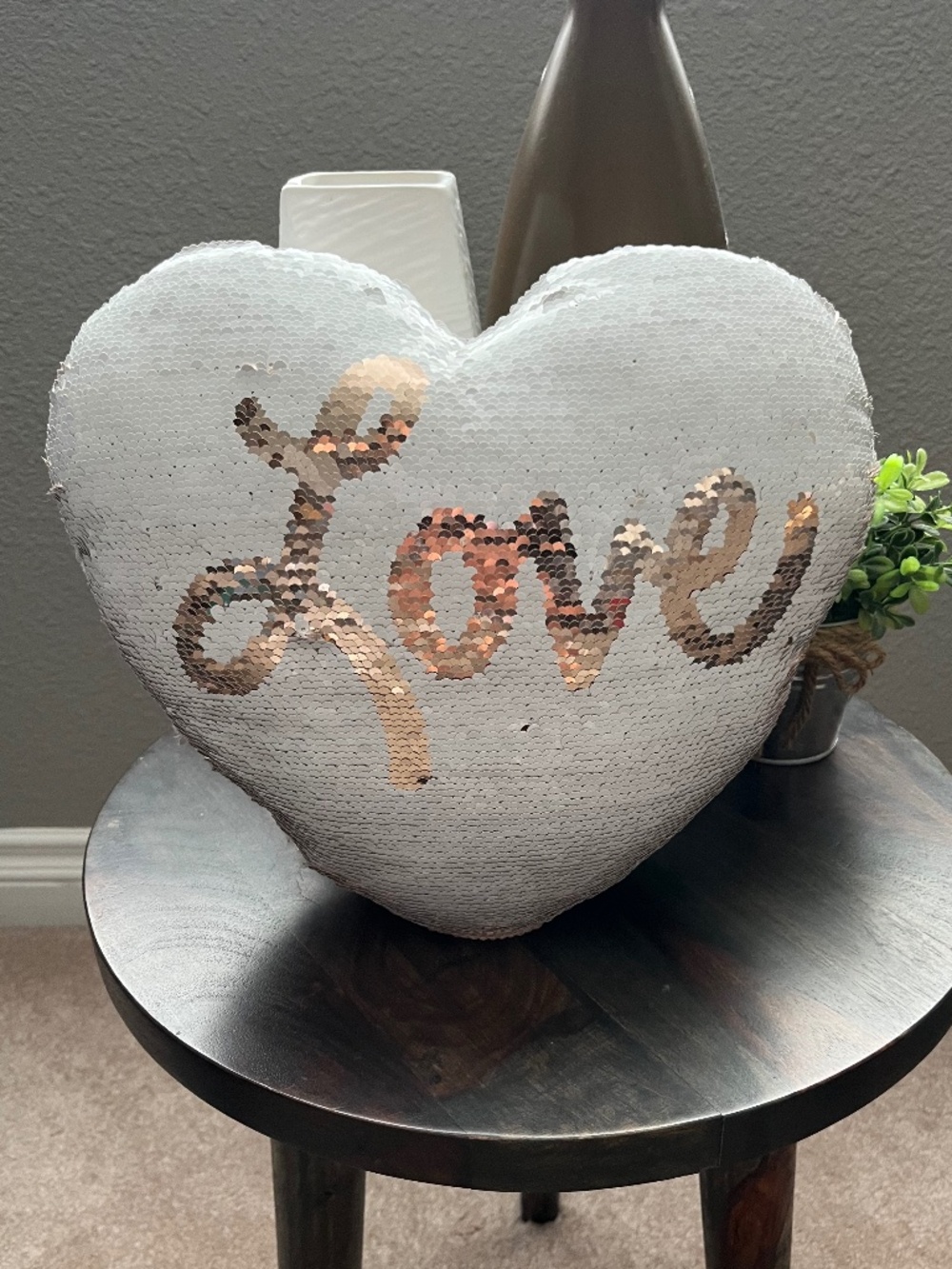 Heart Shaped Reversible Sequin Accent Pillow
